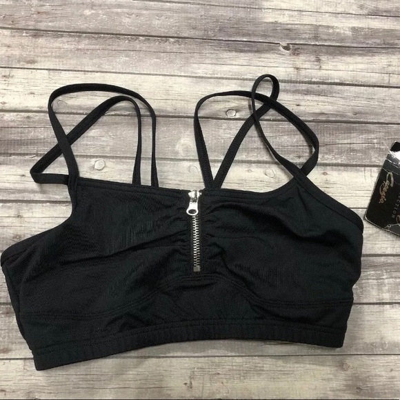 Capezio Tops - Capezio Black Womens Medium Zip Bra Dance Capezio Tops - Capezio Black Womens Medium Zip Bra Dance